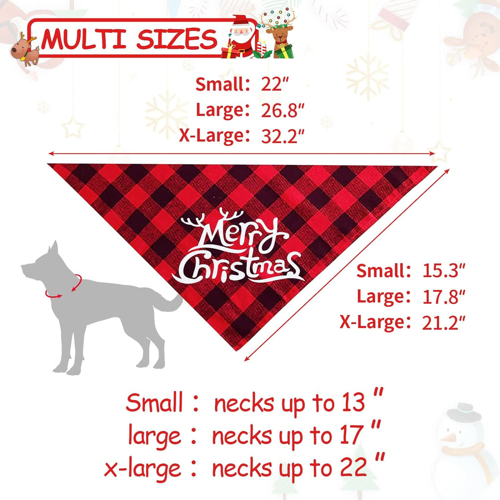 2 Pack Dog Bandana Christmas Classic Buffalo Plaid Pets Scarf Triangle Bibs Kerchief Set Pet Costume Accessories Decoration for Small Medium Large Dogs Cats Pets