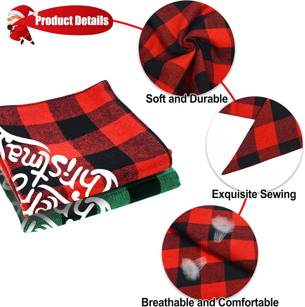 2 Pack Dog Bandana Christmas Classic Buffalo Plaid Pets Scarf Triangle Bibs Kerchief Set Pet Costume Accessories Decoration for Small Medium Large Dogs Cats Pets