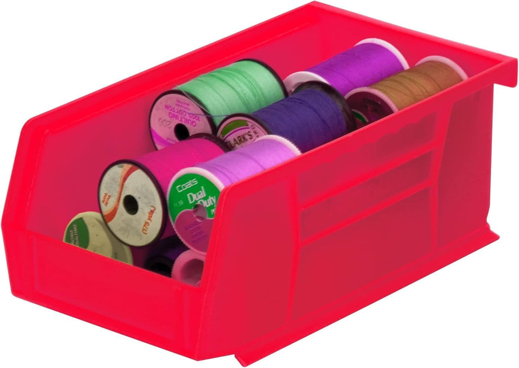 30220 Akrobins Plastic Hanging Stackable Storage Organizer Bin, 7-Inch X 4-Inch X 3-Inch, Red, 24-Pack