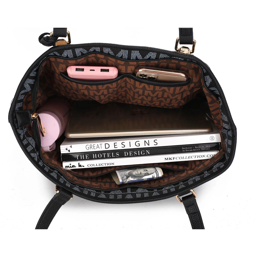 Alexy Women'S Tote Bag, Small Tote Bag, Pouch Purse & Wristlet Wallet Bag 4 Pcs Handbag Set by Mia K - Purple