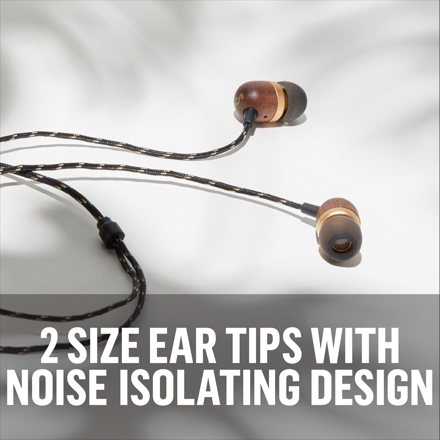 House of  Smile Jamaica Wired: Wired Earphones with Microphone, Noise Isolating Design, and Sustainable Materials, Brass